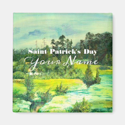 waterverf van het schilderen van de groene vallei magneet (Voorkant)