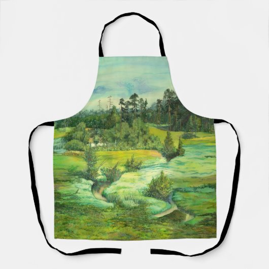 waterverf van het schilderen van de groene vallei schort (Voorkant)