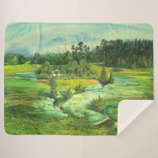 waterverf van het schilderen van de groene vallei sherpa deken (Voorkant (horizontaal))