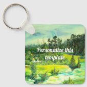 waterverf van het schilderen van de groene vallei sleutelhanger (Voorkant)