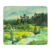 waterverf van het schilderen van de groene vallei snijplank (Voorkant)