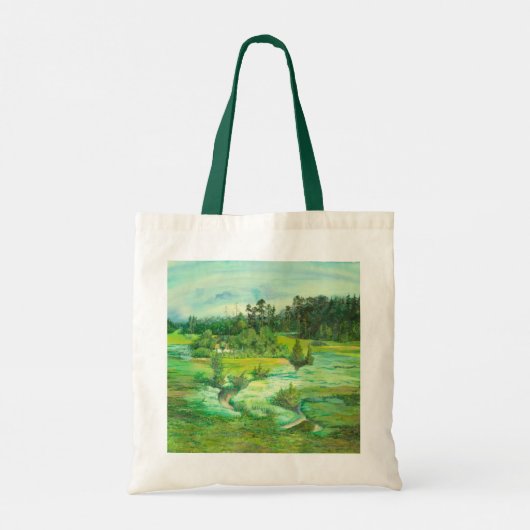 waterverf van het schilderen van de groene vallei tote bag (Achterkant)