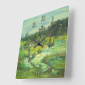 waterverf van het schilderen van de groene vallei vierkante klok (Hoek)