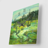 waterverf van het schilderen van de groene vallei vierkante klok (Hoek)