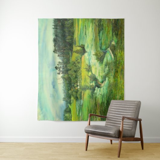 waterverf van het schilderen van de groene vallei wandkleed (In situ)