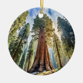 Waterverf van het Sherman Sequoia National Park Keramisch Ornament