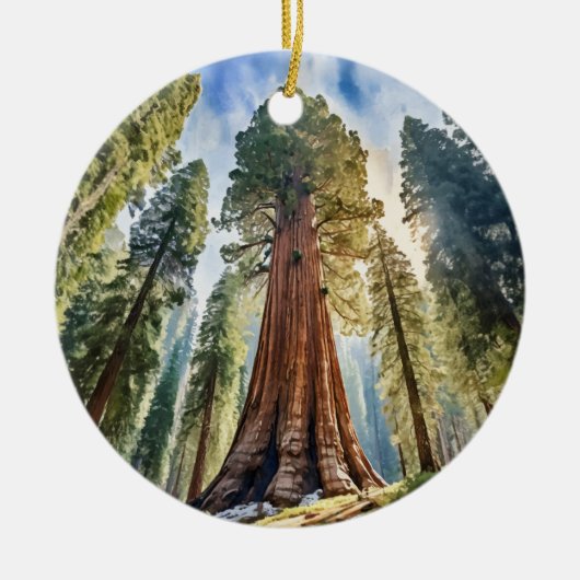 Waterverf van het Sherman Sequoia National Park Keramisch Ornament (Voorkant)