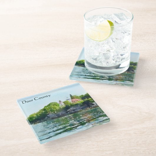 Waterverf van het Sherwood Point van het Deurdistr Glazen Onderzetter (Schuin)