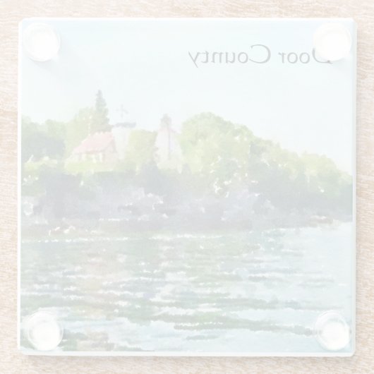 Waterverf van het Sherwood Point van het Deurdistr Glazen Onderzetter (Achterkant)