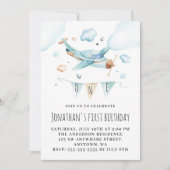 Waterverf van het speelgoed eerste verjaardag kaart (Voorkant)