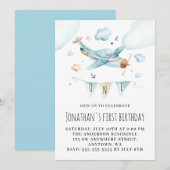 Waterverf van het speelgoed eerste verjaardag kaart (Voorkant / Achterkant)