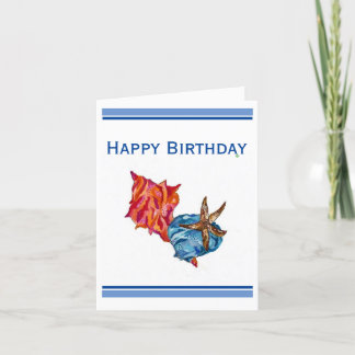 waterverf van het strand van Seashell Bedankkaart