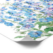 waterverf van het veld blauwe en paarse larkspur poster (Hoek)