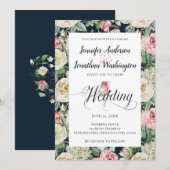 Waterverf van het Victoriaans Roos Floral Pattern Aankondiging (Voorkant / Achterkant)