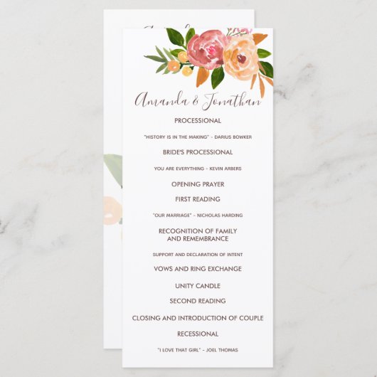 Waterverf van het voorjaar programmakaart (Voorkant / Achterkant)