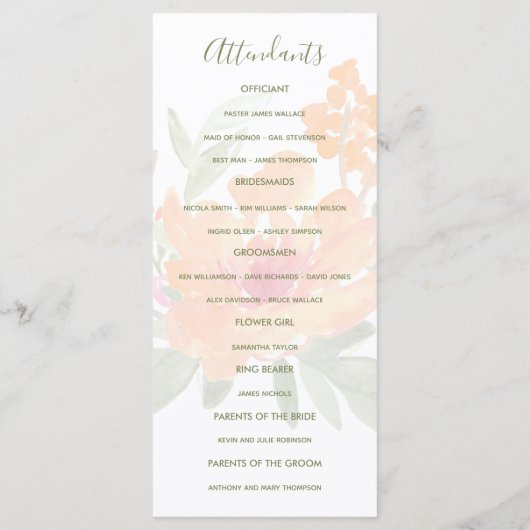 Waterverf van het voorjaar programmakaart (Achterkant)