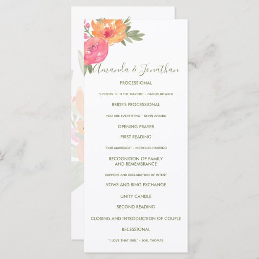 Waterverf van het voorjaar programmakaart (Voorkant / Achterkant)