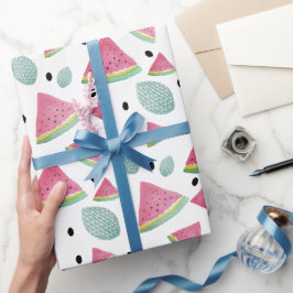 Waterverf van het watermelonpatroon met handbeschi cadeaupapier