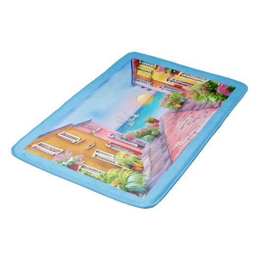 Waterverf van het zondstdorp Seaside Badmat (Gekanteld)