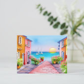 Waterverf van het zondstdorp Seaside Briefkaart (Staand voorkant)
