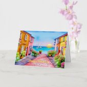 Waterverf van het zondstdorp Seaside Folie Wenskaart (Orchidee)