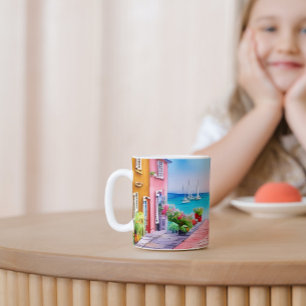Waterverf van het zondstdorp Seaside Koffiemok