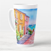 Waterverf van het zondstdorp Seaside Latte Mok (Linkerhoek)