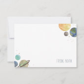 Waterverf van het zonnestelsel bedankkaart (Voorkant)