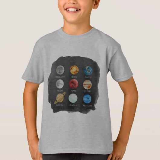 Waterverf van het zonnestelsel Kinder TShirt (Voorkant)