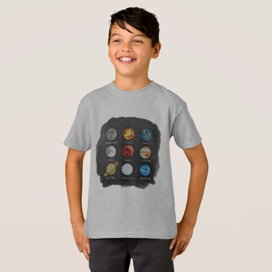 Waterverf van het zonnestelsel Kinder TShirt (Voorkant volledig)