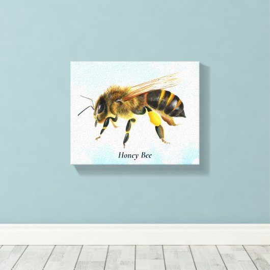 Waterverf van honingbijen - Vergerekt schilderwerk Canvas Afdruk (Insitu (Houten vloer))