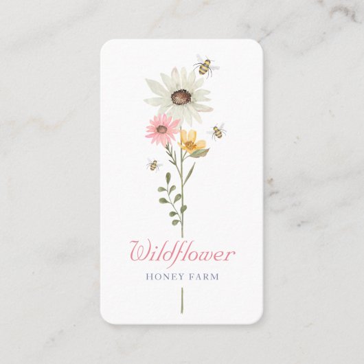 Waterverf van honingbijen Wildbloemen HoningBoerde Visitekaartje (Voorkant)