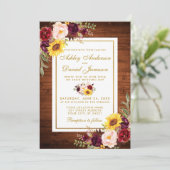 Waterverf van hout - Floral Gold Lijst bruiloft Kaart (Staand voorkant)