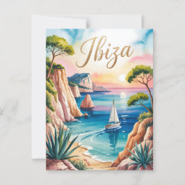 Waterverf van Ibiza Briefkaart