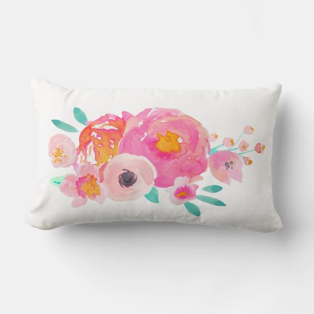 Waterverf van Indy Bloom Floral Pillow Kussen (Voorkant)