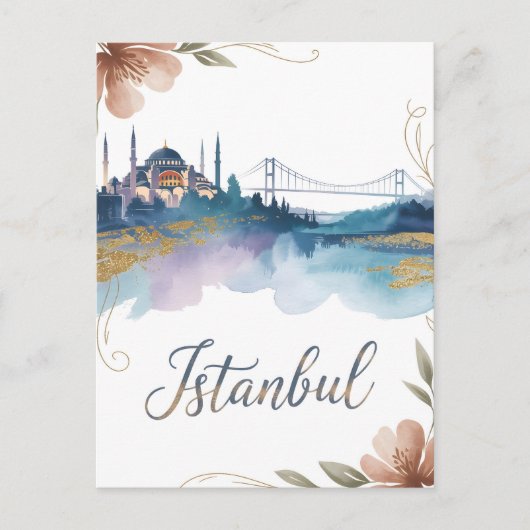 Waterverf van Istanboel Briefkaart (Voorkant)