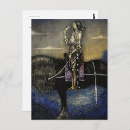 waterverf van John Bauer "A Knight Rode Up" Briefkaart (Voorkant / Achterkant)