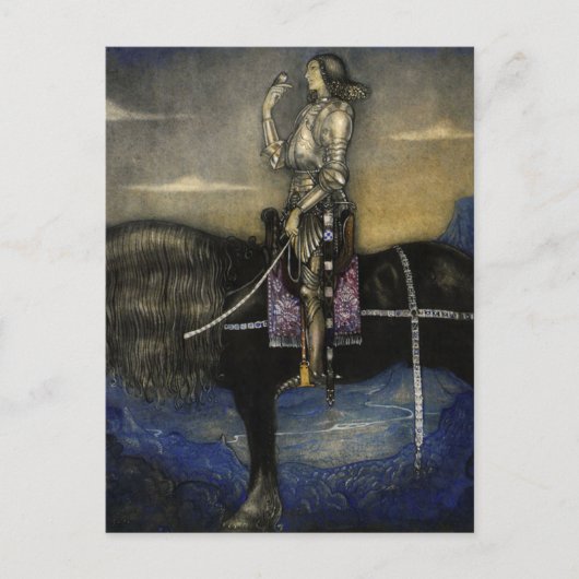 waterverf van John Bauer "A Knight Rode Up" Briefkaart (Voorkant)