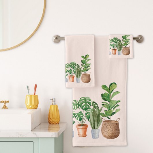 Waterverf van kamerplanten bad handdoek