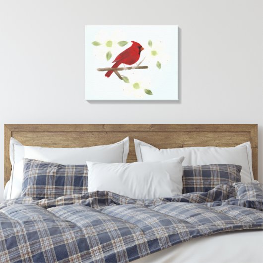 Waterverf van kardinaal en duogwood canvas afdruk (Insitu (Slaapkamer))