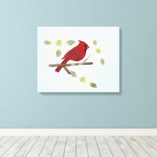 Waterverf van kardinaal en duogwood canvas afdruk (Insitu (Houten vloer))