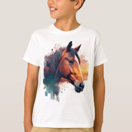 Waterverf van kastanjepaard t-shirt
