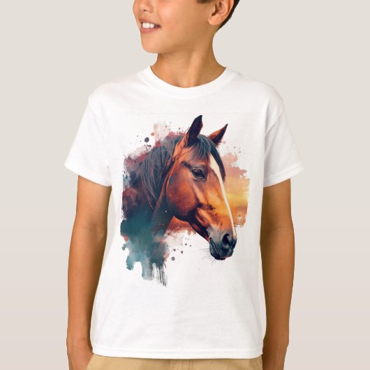 Waterverf van kastanjepaard t-shirt (Voorkant)