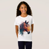 Waterverf van kastanjepaard t-shirt (Voorkant volledig)