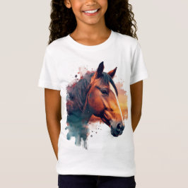Waterverf van kastanjepaard t-shirt