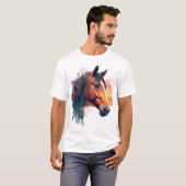 Waterverf van kastanjepaard t-shirt (Voorkant volledig)