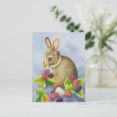 Waterverf van katoenstaart, konijn en bramen briefkaart (Staand voorkant)