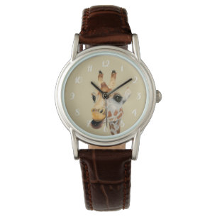 waterverf van "kauwGiraffe" schilderen Horloge
