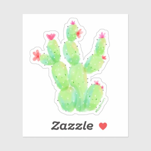 waterverf van kawaï: botanische stekels sticker (Vel)