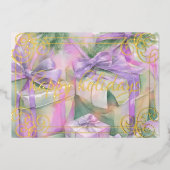 Waterverf van kerstcadeaus Perzik Mint Lavendel Folie Feestdagenkaart (Voorkant)